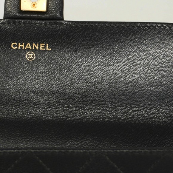 Chanel Shoulder Wallet Matelasse Leather Black Women's - Picture 13 of 14